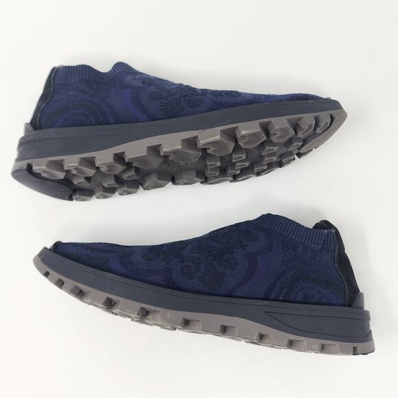 ETRO Knit Sneakers Men 10 Blue Jacquard Pattern, Sock Style Low Top Made Italy - Picture 8 of 13